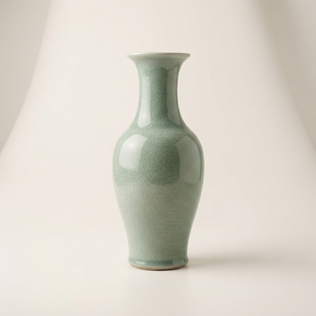 Bình hoa men rạn celadon